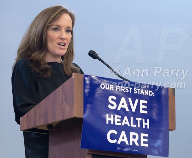 Westbury, NY. January 2017. NY congresswoman Kathleen Rice speaks at Our First Stand Rally
