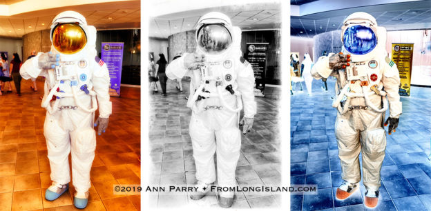 Garden City, NY, U.S. July 20, 2019. TOM RUHLE wears NASA space suit at the Moon Fest Apollo at 50 Countdown Celebration at Cradle of Aviation Museum in Long Island