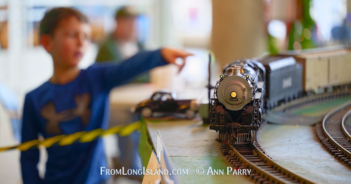 December 26, 2022. Garden City, New York, U.S. The Long Island Garden Railway Society has a large display of model trains in atrium of the Cradle of Aviation Museum during the winter holidays.