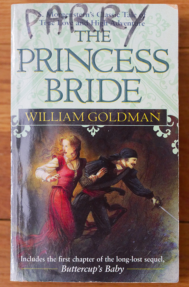 This is The Princess Bride book I used for my 8th grade writing class, early 2000s, at Grand Avenue Middle School, Bellmore, New York.